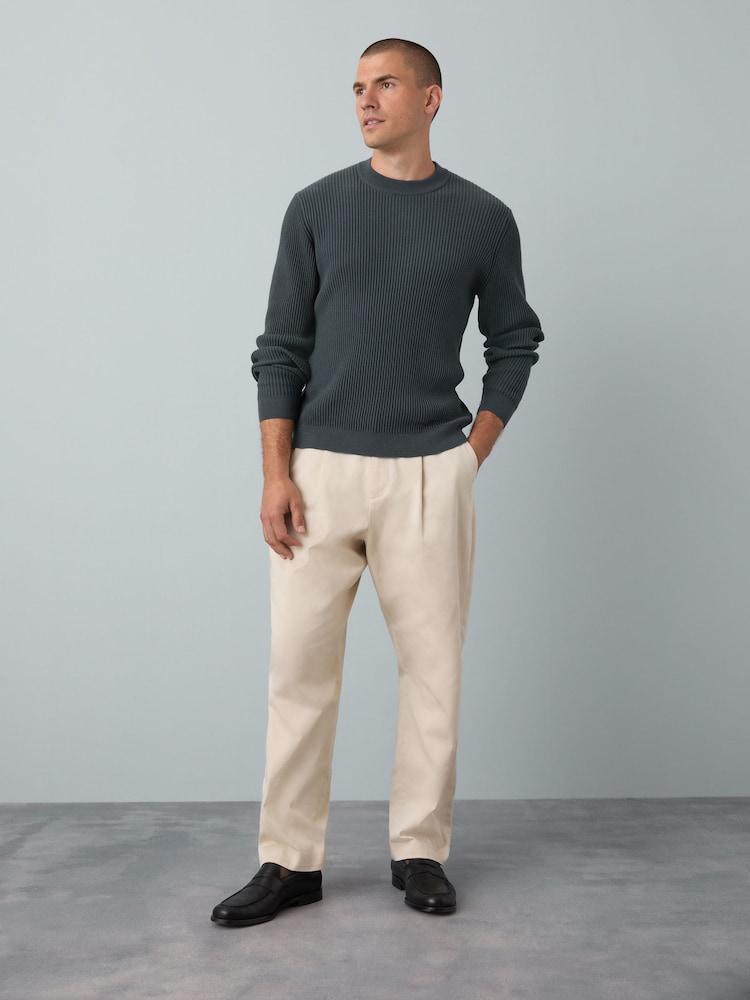 Cinza ardósia - Regular Fit Rib Texture Crew Jumper - Imagem 2 de 8