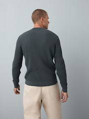 Cinza ardósia - Regular Fit Rib Texture Crew Jumper - Imagem 3 de 8