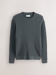 Cinza ardósia - Regular Fit Rib Texture Crew Jumper - Imagem 6 de 8