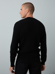Preto - Regular Fit Rib Texture Crew Jumper - Imagem 3 de 7