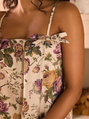 Laura Ashley Champagne Gold Uffington Roses Satin Slip Dress - Image 4 of 8