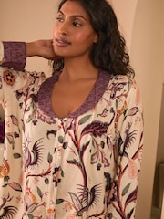 Laura Ashley Plum Purple Claudina Viscose Button Through Pyajamas - Image 3 of 13
