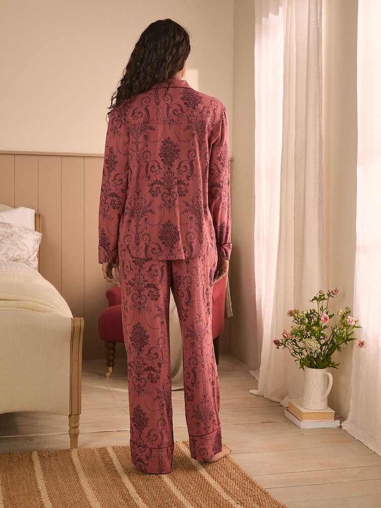 لون روزوود - طقم بيجامة Josette بأزرار كاملة من Laura Ashley - صورة 2 من 10