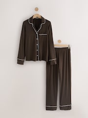 Laura Ashley Chocolate Modal Button Through Pyjamas - Image 7 of 9