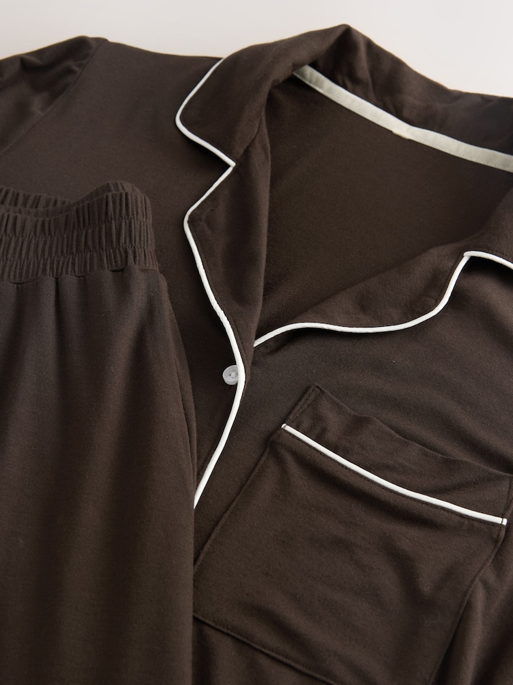 Laura Ashley Chocolate Modal Button Through Pyjamas - Image 9 of 9