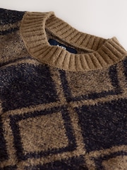 كاكي أخضر - Regular Fit Argyle Crew Neck Jumper - صورة 8 من 8