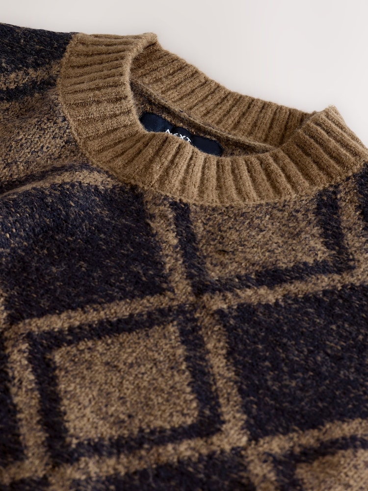 Khaki Green Regular Fit Argyle Pattern Crew Jumper - Image 8 of 8 Khaki Green Regular Fit Argyle Pattern Crew Jumper - Image 8 of 8