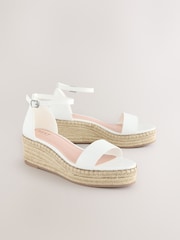 White Forever Comfort® Round Toe Flatform Espadrilles Wedges Sandals - Image 1 of 6