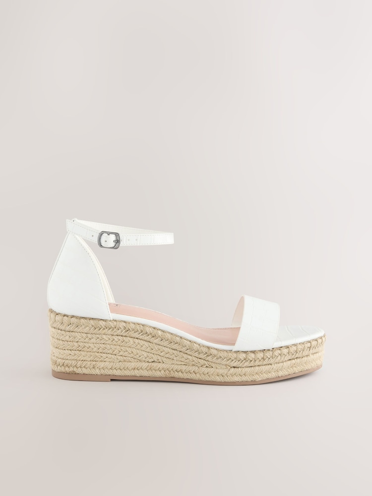 White Forever Comfort® Round Toe Flatform Espadrilles Wedges Sandals - Image 2 of 6