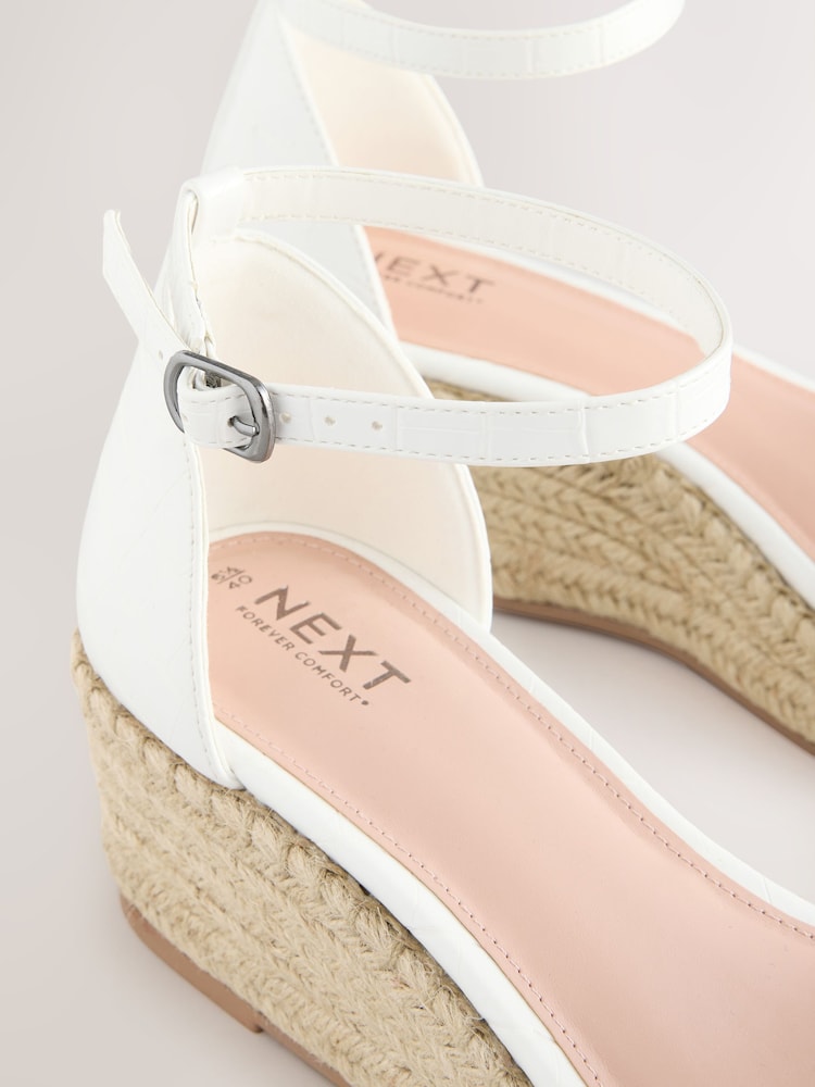 White Forever Comfort® Round Toe Flatform Espadrilles Wedges Sandals - Image 3 of 6
