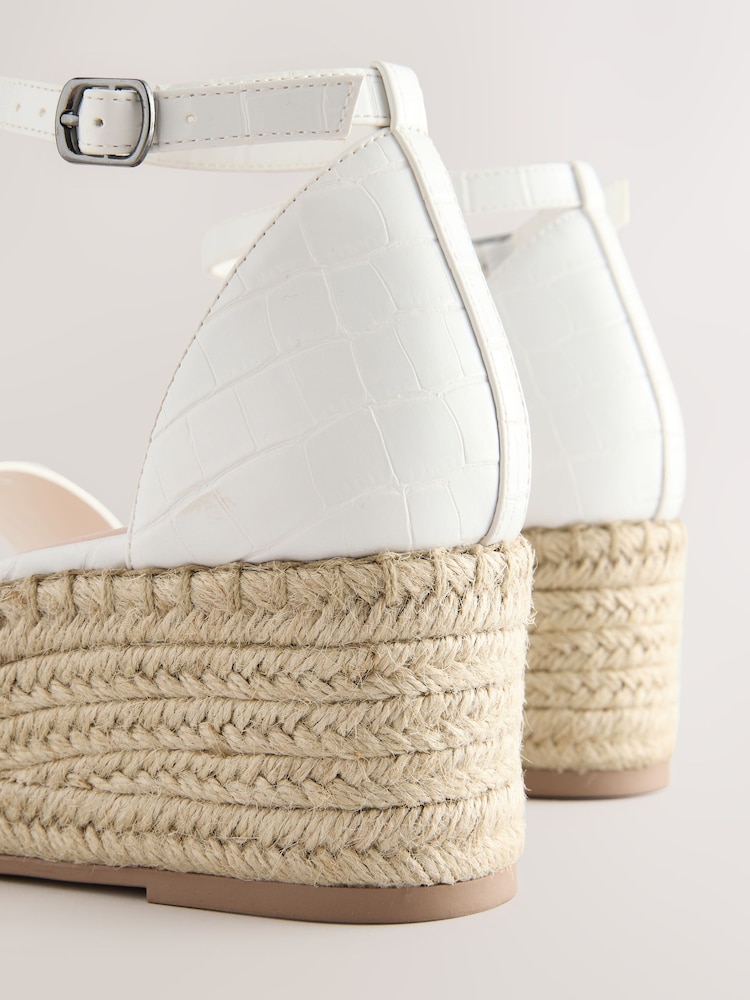 White Forever Comfort® Round Toe Flatform Espadrilles Wedges Sandals - Image 5 of 6