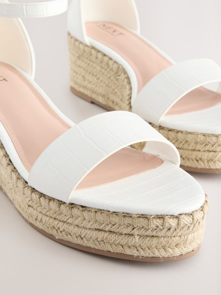 White Forever Comfort® Round Toe Flatform Espadrilles Wedges Sandals - Image 6 of 6