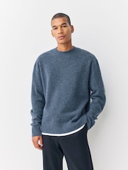 Azul - Relaxed Fit Cosy Crew Neck Jumper with Wool - Imagem 1 de 8