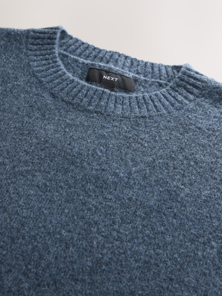Azul - Relaxed Fit Cosy Crew Neck Jumper with Wool - Imagem 8 de 8