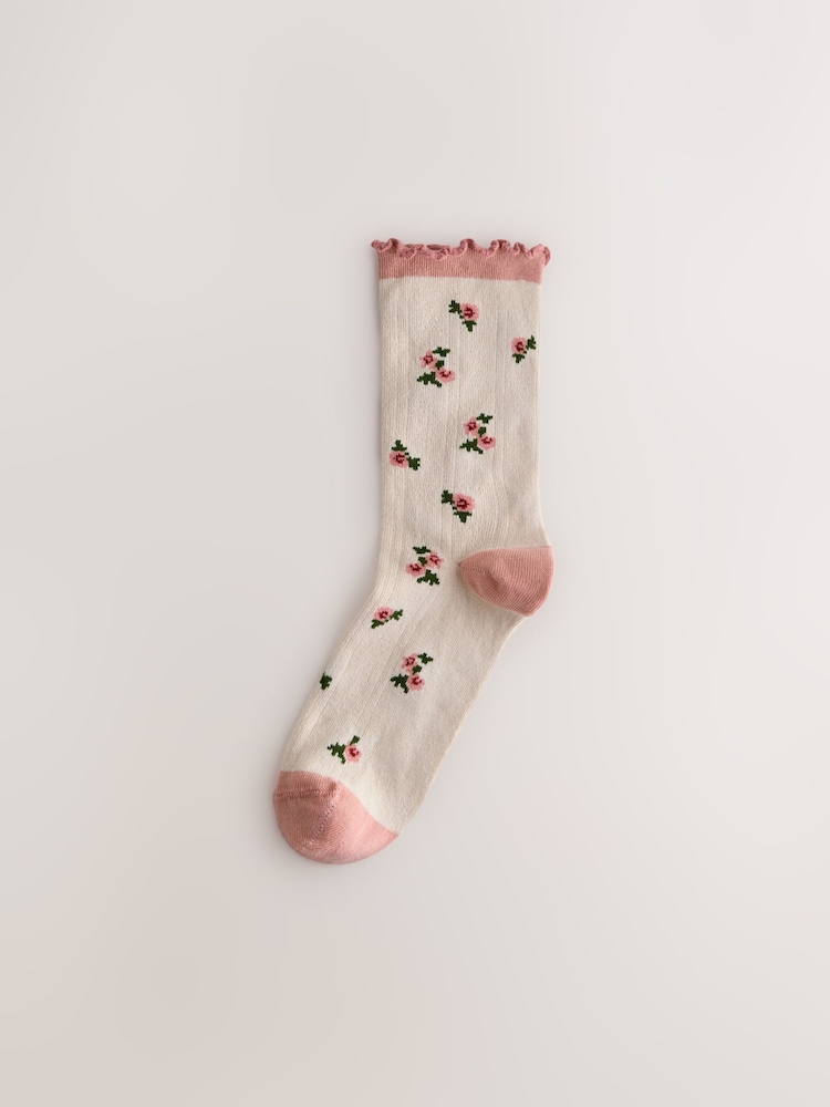 Laura Ashley Pink/Cream Pointelle Socks 2 Pack - Image 2 of 8