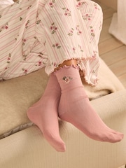 Laura Ashley Pink/Cream Pointelle Socks 2 Pack - Image 6 of 8