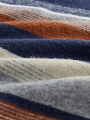 Navy Blue Relaxed Fit Cosy Stripe Crew Jumper with Wool - Image 6 of 7