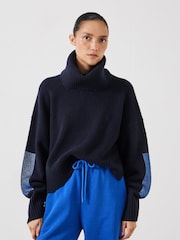 Hush Blue Livvy Merino Wool Detachable Roll Neck Jumper - Image 1 of 5