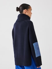 Hush Blue Livvy Merino Wool Detachable Roll Neck Jumper - Image 2 of 5