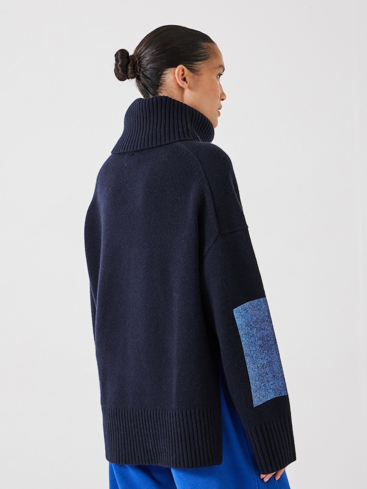 Hush Blue Livvy Merino Wool Detachable Roll Neck Jumper - Image 2 of 5