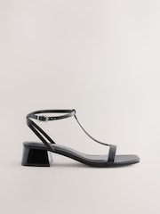Black Extra Wide Fit Forever Comfort® Low Block Strappy Sandals - Image 3 of 6
