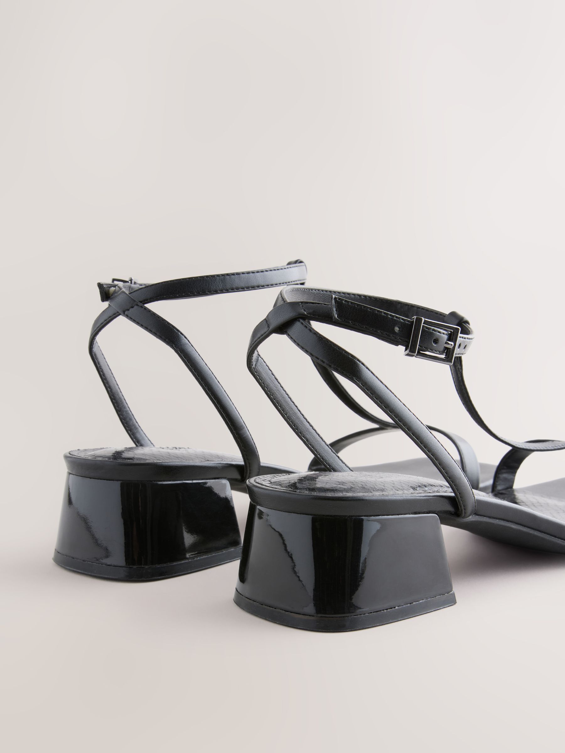Buy Black Extra Wide Fit Forever Comfort® Low Block Strappy
