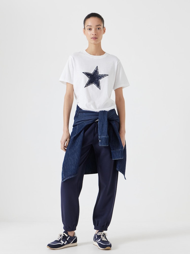 Hush White Star Graphic Slub 100% Cotton T-Shirt - Image 3 of 4