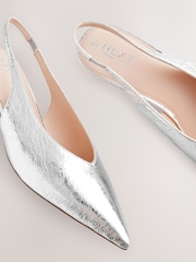 Silver Standard/Wide Fit Forever Comfort® Point Toe Low Slingback Kitten Heels - Image 5 of 5