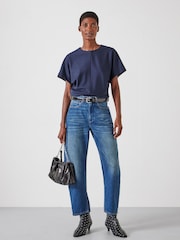 Hush Blue Seam Detail Short Sleeve Top - Image 2 of 5