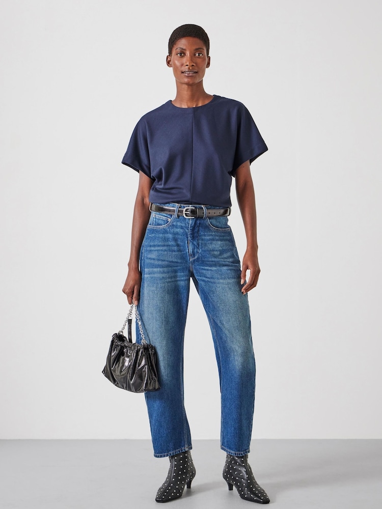 Hush Blue Seam Detail Short Sleeve Top - Image 2 of 5