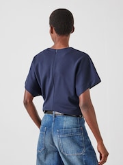 Hush Blue Seam Detail Short Sleeve Top - Image 3 of 5