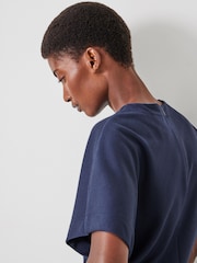 Hush Blue Seam Detail Short Sleeve Top - Image 4 of 5