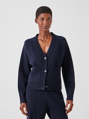 Hush Blue Daisy Merino Wool V-Neck Cardigan - Image 1 of 5