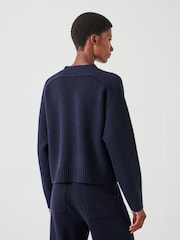 Hush Blue Daisy Merino Wool V-Neck Cardigan - Image 2 of 5