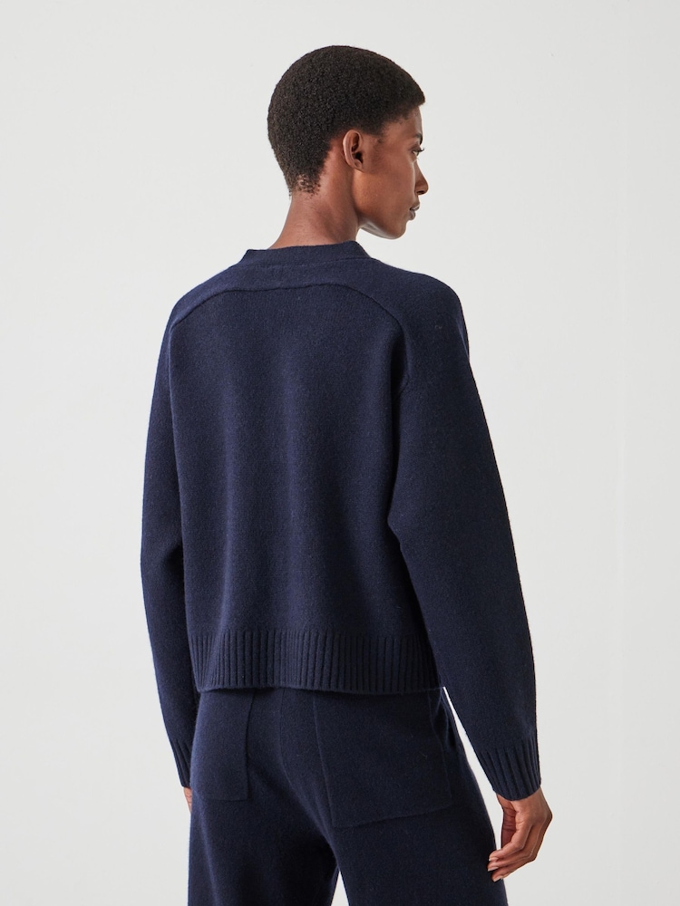 Hush Blue Daisy Merino Wool V-Neck Cardigan - Image 2 of 5