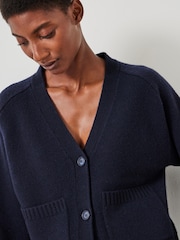 Hush Blue Daisy Merino Wool V-Neck Cardigan - Image 3 of 5