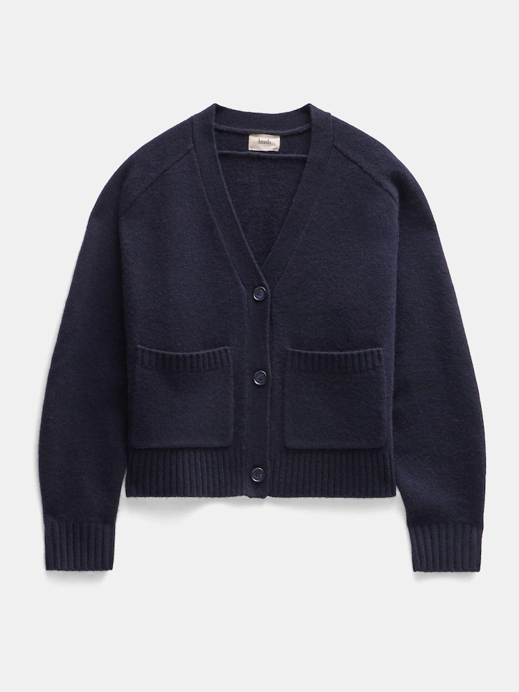 Hush Blue Daisy Merino Wool V-Neck Cardigan - Image 5 of 5
