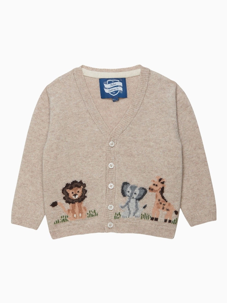Trotters London Little Natural Augustus & Friends Cardigan - Image 1 of 3