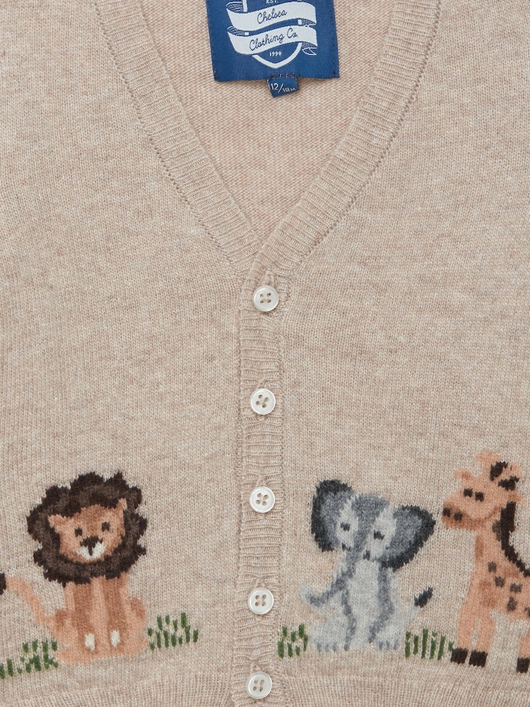 Trotters London Little Natural Augustus & Friends Cardigan - Image 3 of 3