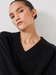 Hush Black Erica Merino Wool V-Neck Jumper - Image 3 of 5