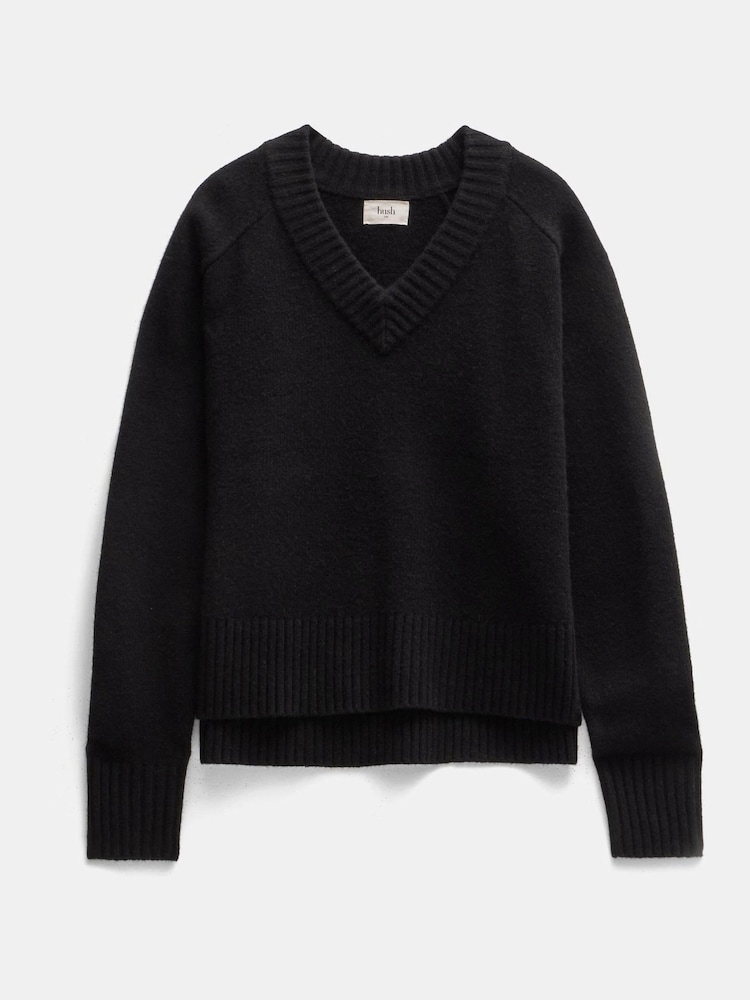 Hush Black Erica Merino Wool V-Neck Jumper - Image 5 of 5