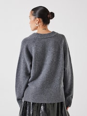 Hush Grey Erica Merino Wool V-Neck Jumper - Image 2 of 5
