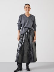 Hush Grey Erica Merino Wool V-Neck Jumper - Image 4 of 5