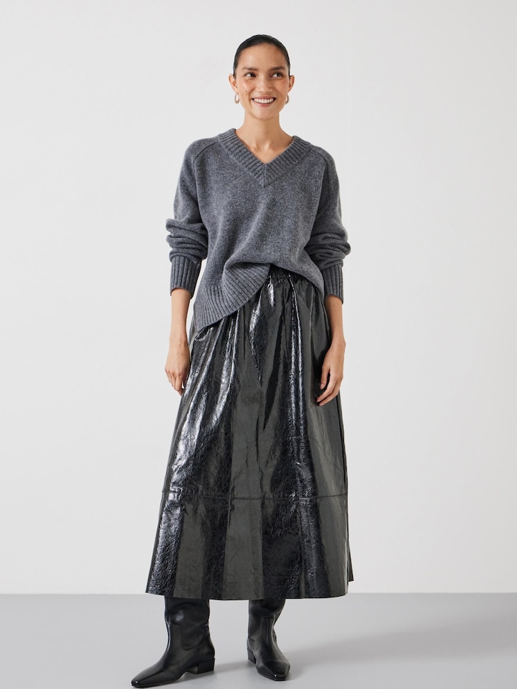 Hush Grey Erica Merino Wool V-Neck Jumper - Image 4 of 5