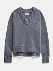 Hush Grey Erica Merino Wool V-Neck Jumper - Image 5 of 5