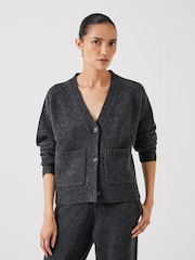 Hush Grey Daisy Merino Wool V-Neck Cardigan - Image 1 of 5