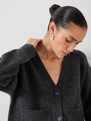 Hush Grey Daisy Merino Wool V-Neck Cardigan - Image 4 of 5