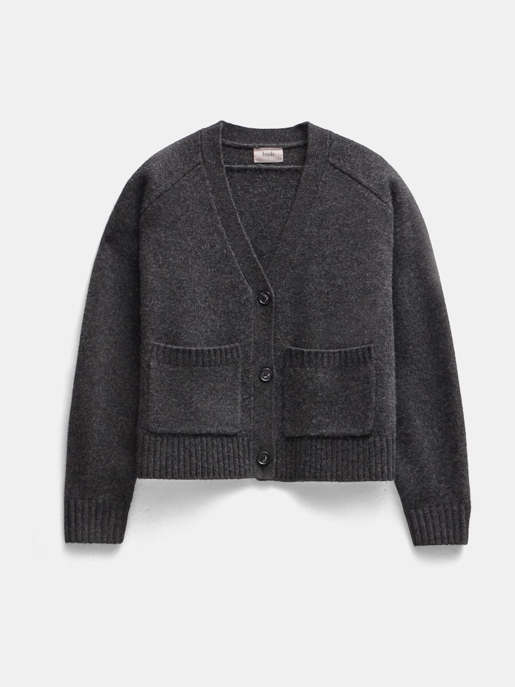 Hush Grey Daisy Merino Wool V-Neck Cardigan - Image 5 of 5