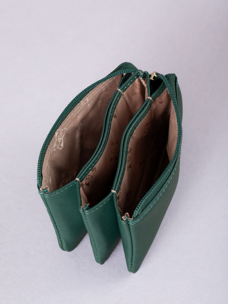 Lakeland Leather Bottle Green Multi Pocket Coin Purse - Image 4 of 5