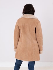 Lakeland Leather Brown Dove Shearling Longline Coat - Image 3 of 8